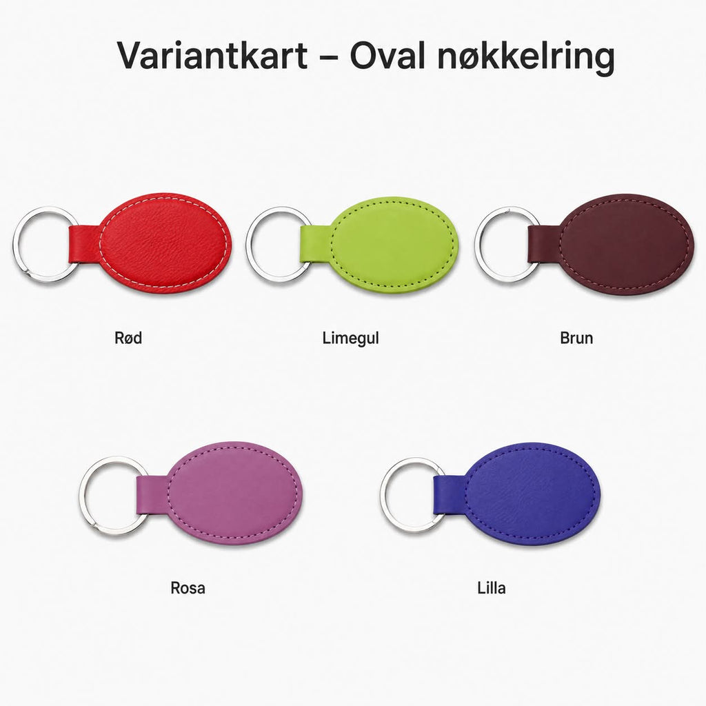 Ovale nøkkelringer i PU lær